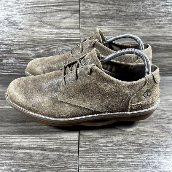 Timberland Men's Front Country Taupe‎ Suede 3-Eye Plain Travel Oxford Shoes Sz 9 - Picture 3 of 8